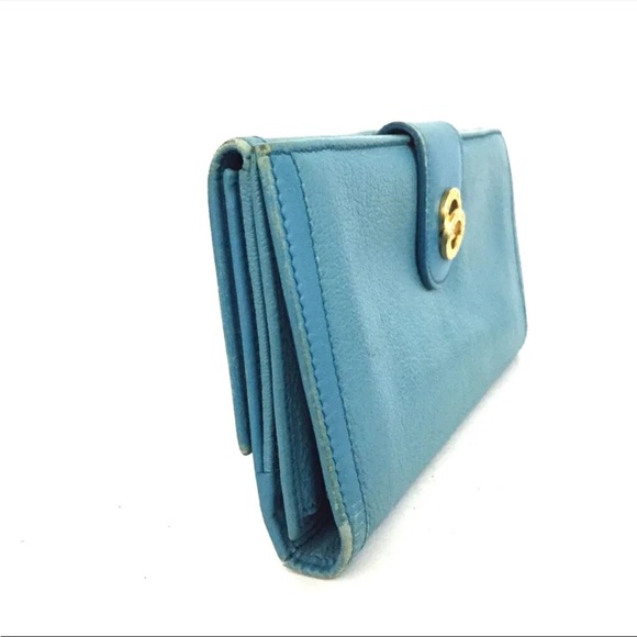 BVLGARI Bulgari Doppio Tondo Blue Leather Bifold Long Wallet - Picture 2 of 8